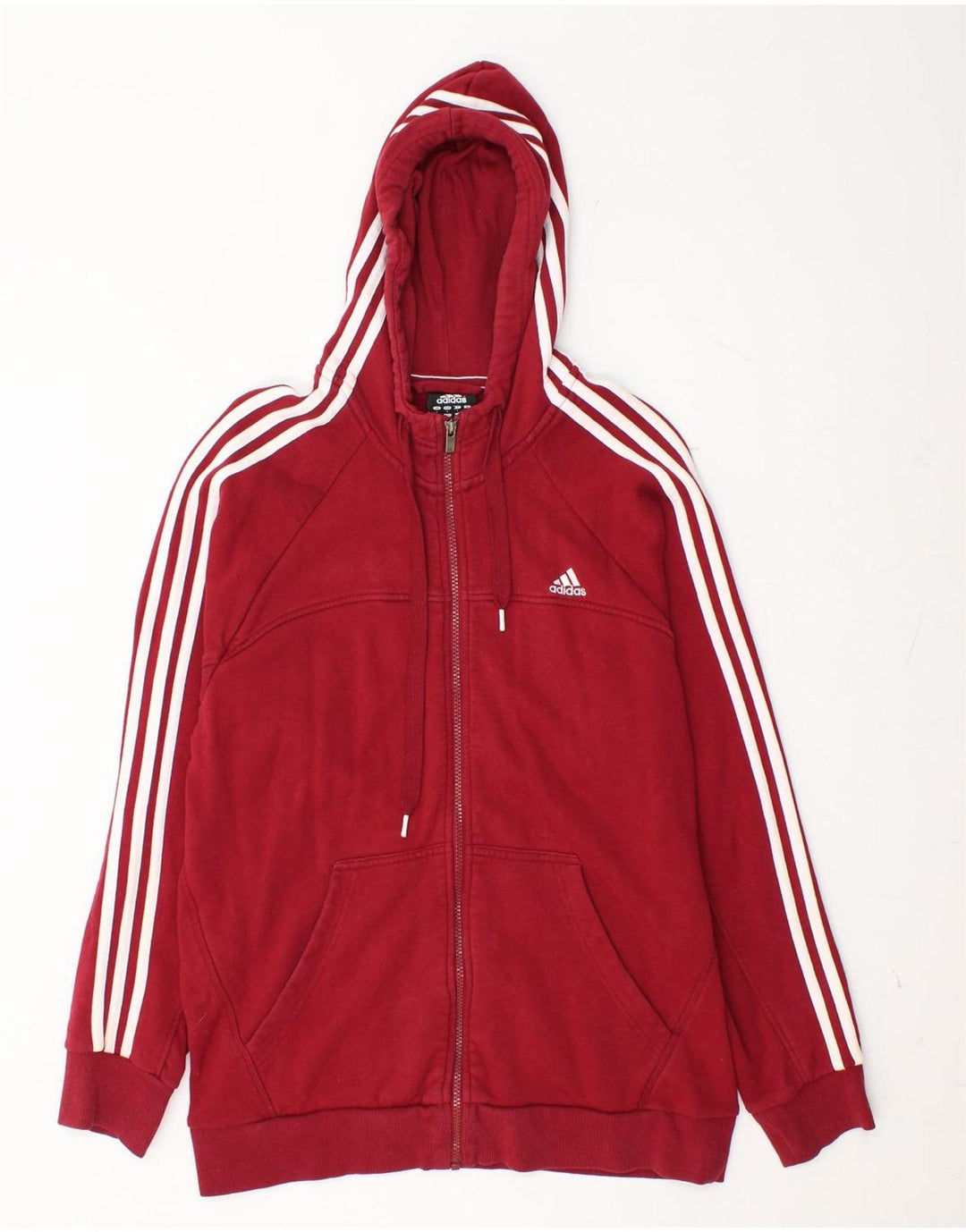 ADIDAS Sudadera con capucha y cremallera para hombre, tamaño grande, algodón rojo