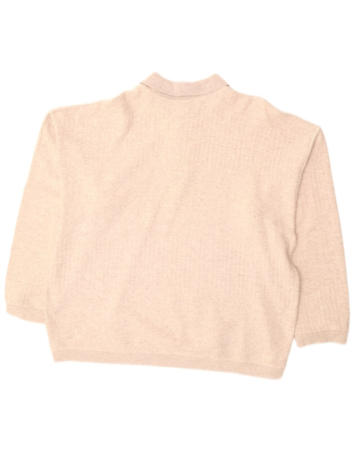 VINTAGE Suéter tipo jersey con cuello polo para hombre 2XL Beige