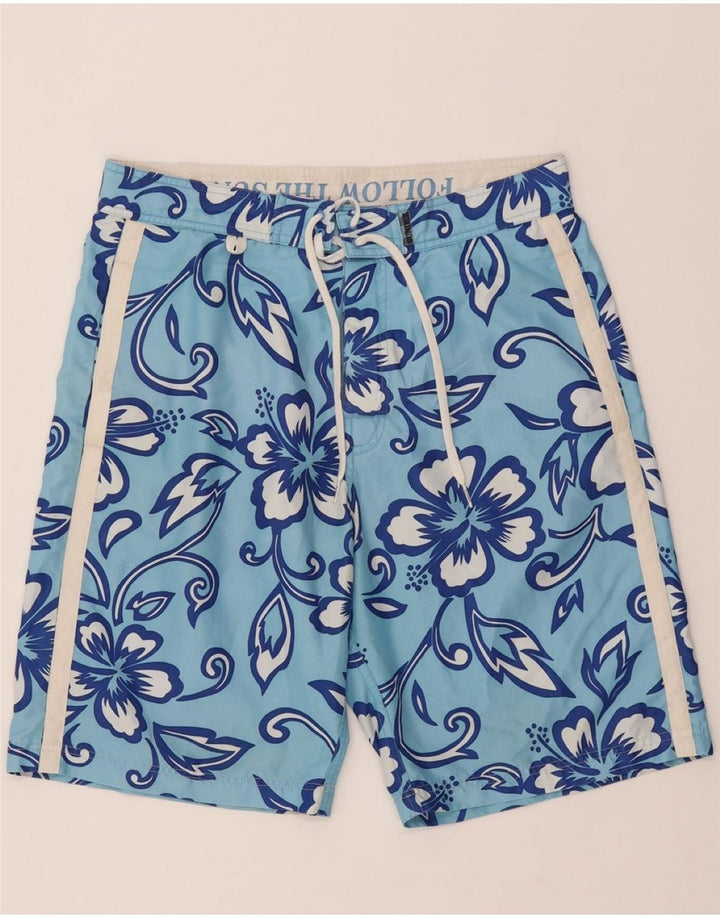 Sundek Mens Swimming Shorts Large Blue Floral Polyester