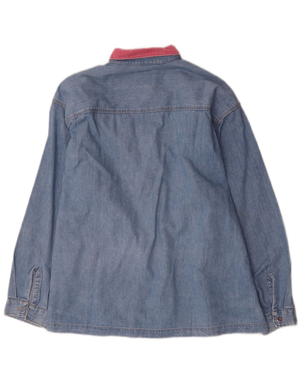 Pepe Co Camisa Vaquera Extragrande Mujer UK 44 Algodón Color Block Azul Medio