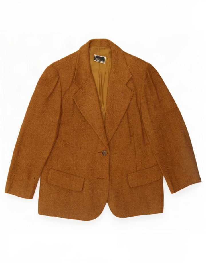 Luisa Spagnoli Chaqueta tipo blazer de 1 botón para mujer UK 44 Marrón medio moteado