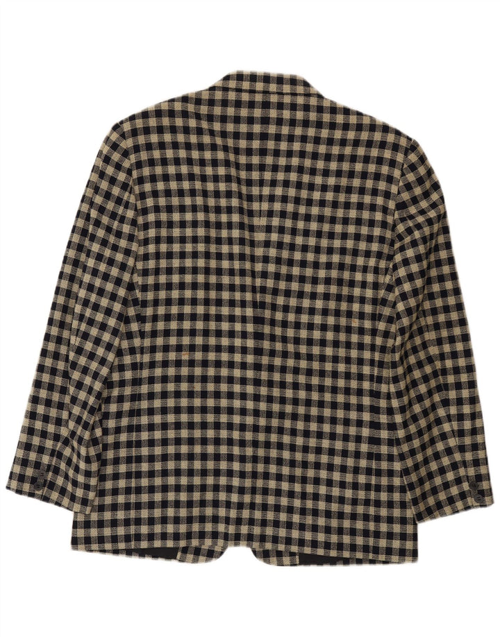 Byblos Chaqueta tipo blazer de 2 botones para hombre IT 50 Large Black Check Wool