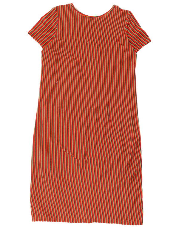Zara Mujer Trafaluc Vestido Recto UK 44 Mediano Algodón A Rayas Rojo