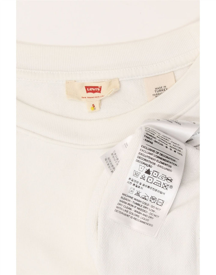 Levi's Sudadera corta con gráfico extragrande para mujer, talla 10, color blanco