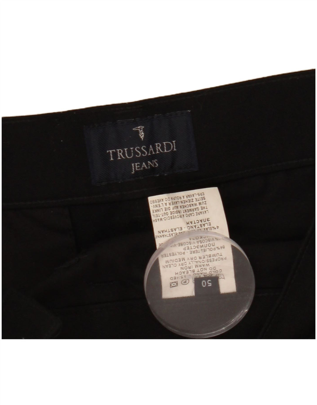 Trussardi Pantalón Casual Recto Hombre IT 50 Large W32 L34 Negro Poliéster