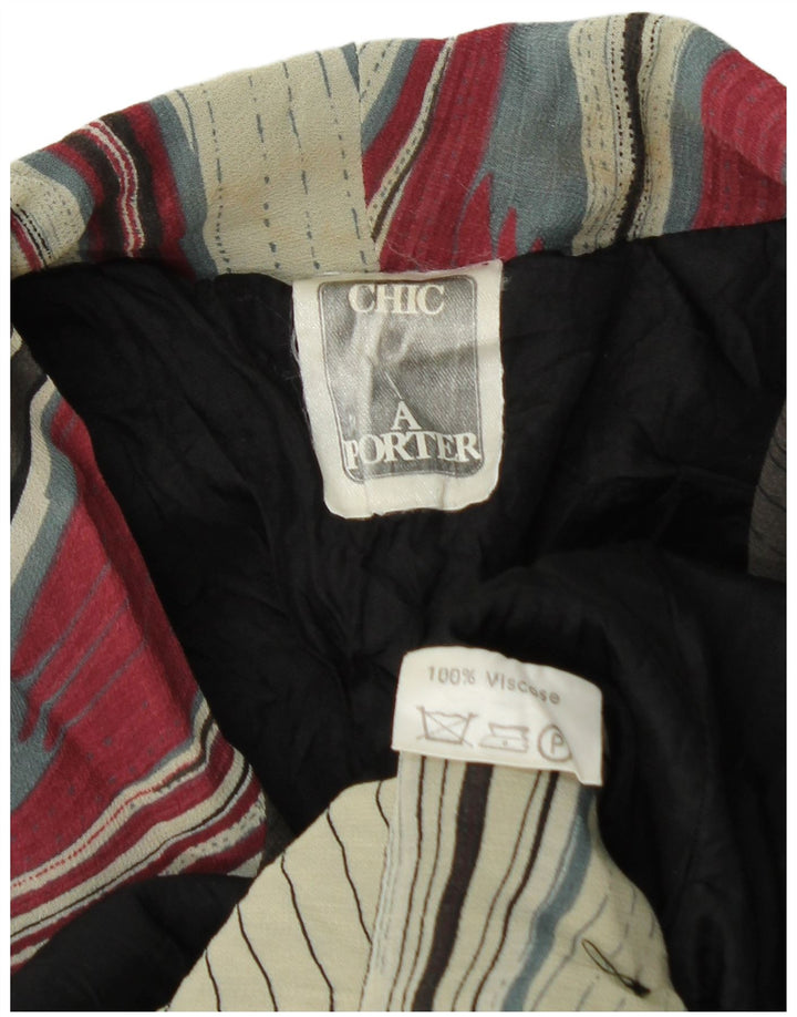 Vintage mujer patrón abstracto camisa vestido Reino Unido 12 medio multicolor