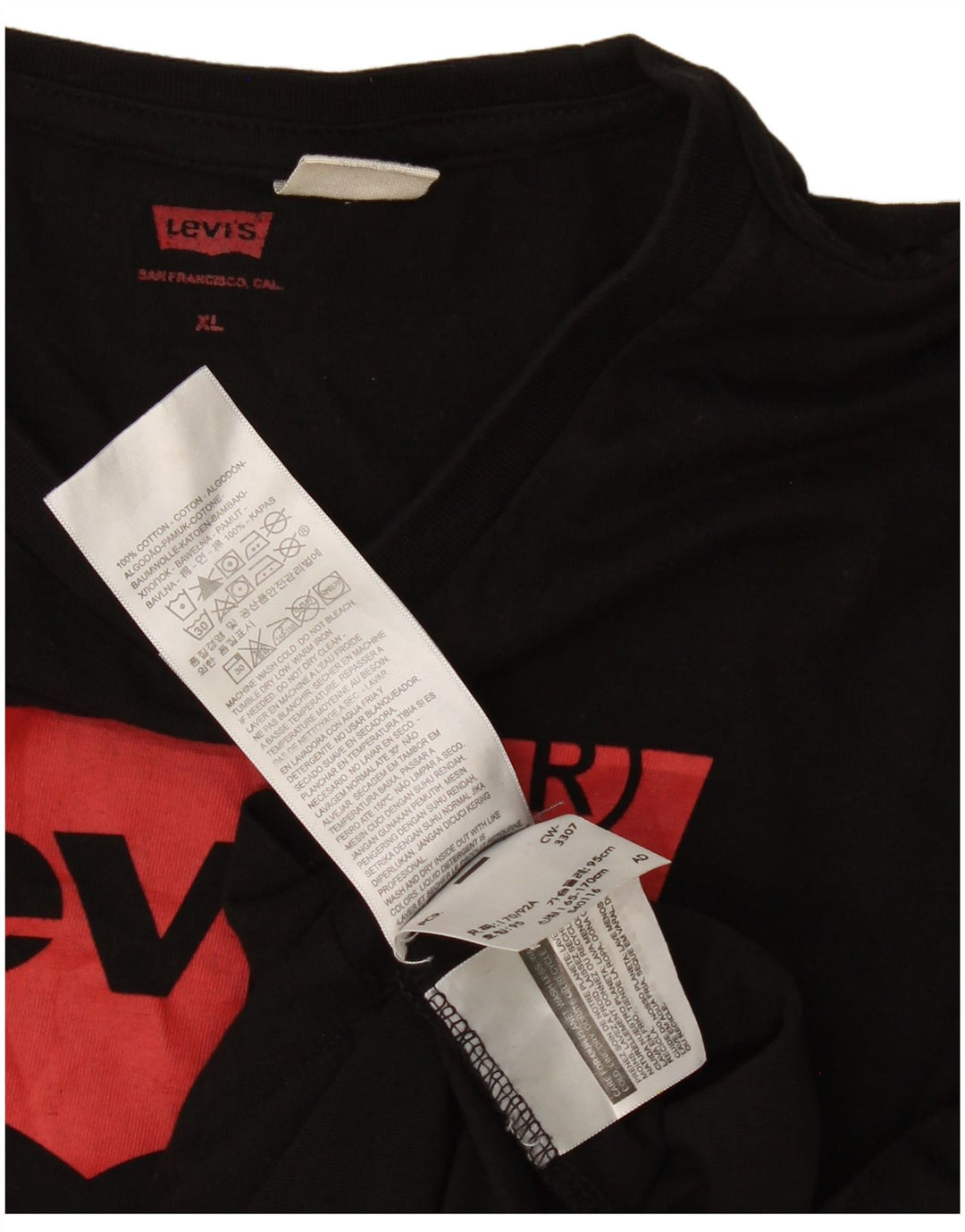 Levi's Camiseta gráfica para hombre Top XL Algodón negro