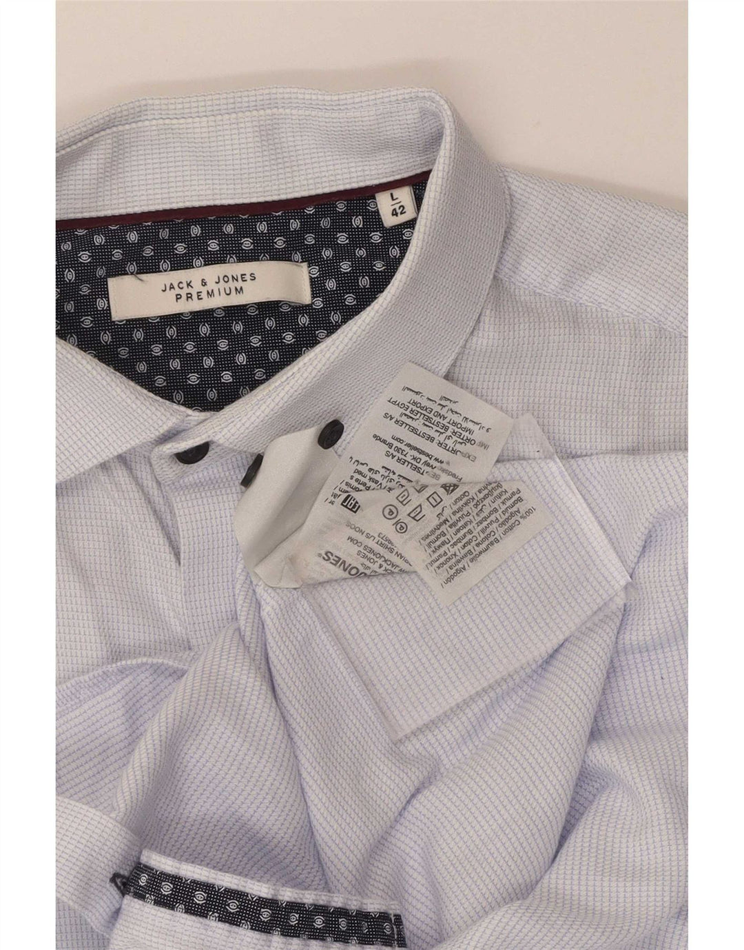 Camisa Jack & Jones para hombre talla 42 algodón a cuadros azul grande