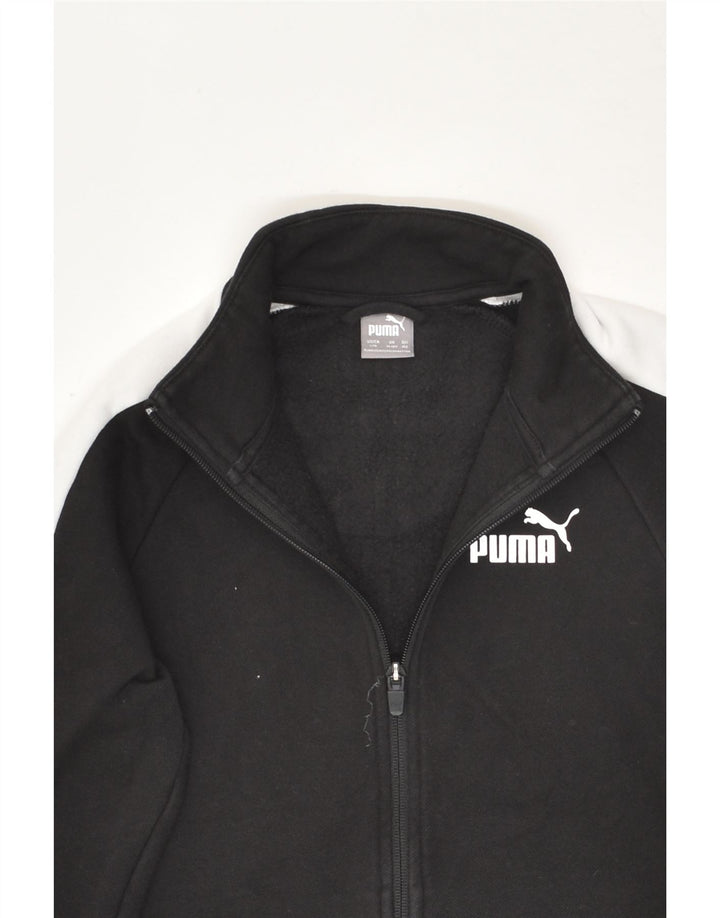 PUMA Boys Graphic Tracksuit Top Jacket 11-12 Years Black Colourblock | Vintage Puma | Thrift | Second-Hand Puma | Used Clothing | Messina Hembry 