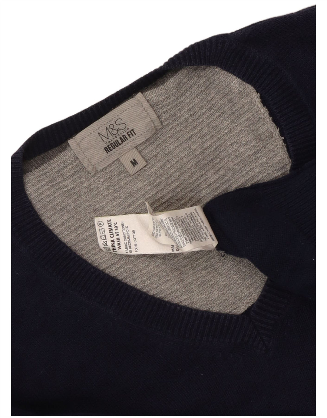 Marks & Spencer Jersey de corte regular con cuello en V para hombre Azul marino mediano