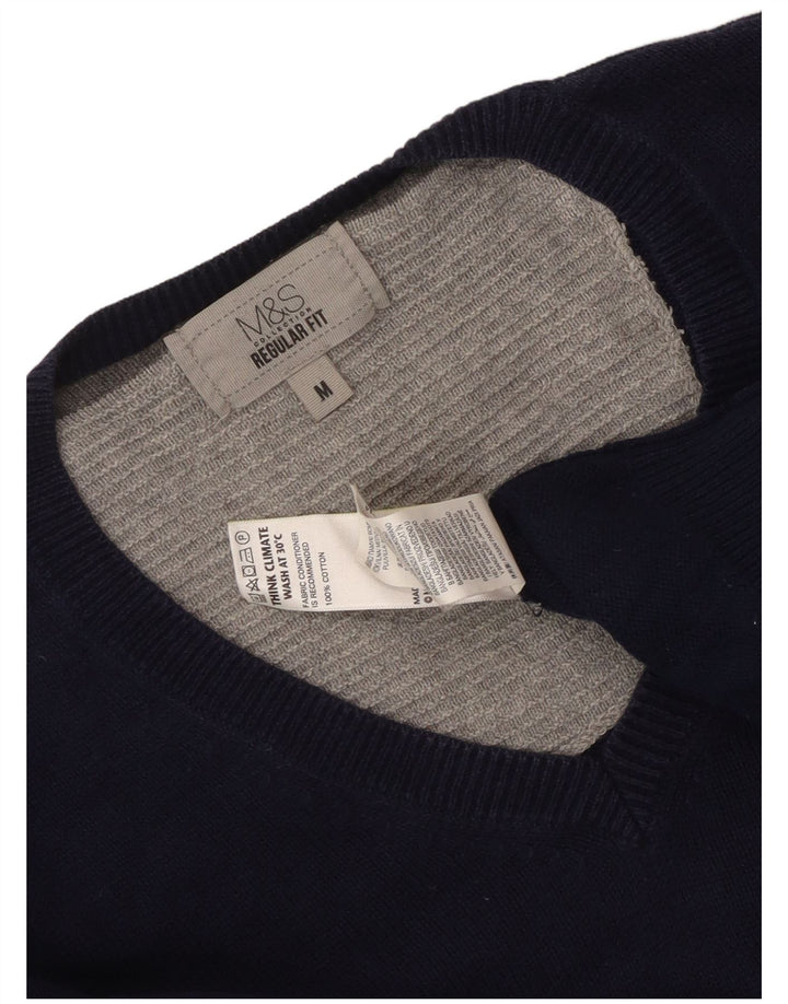 Marks & Spencer Jersey de corte regular con cuello en V para hombre Azul marino mediano