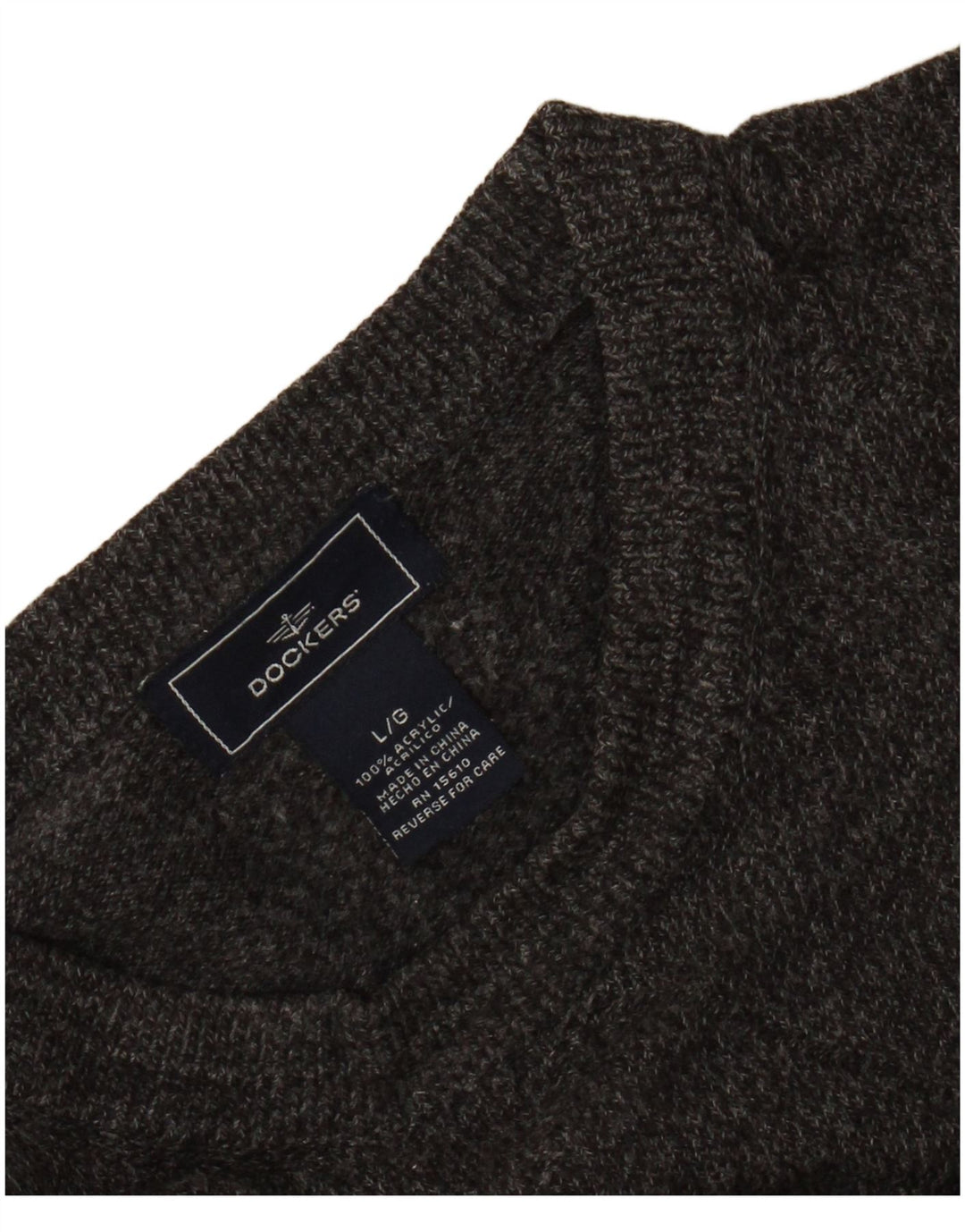 DOCKERS Jersey de cuello redondo para hombre, acrílico gris grande