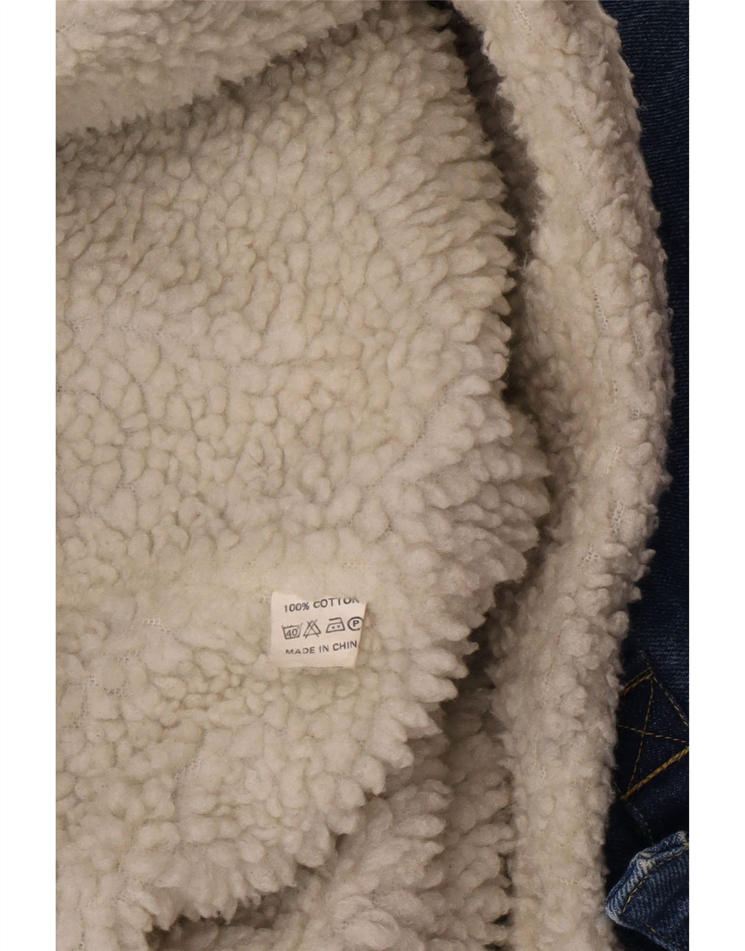 Vintage hombres Sherpa Denim chaqueta Reino Unido 38 algodón azul medio