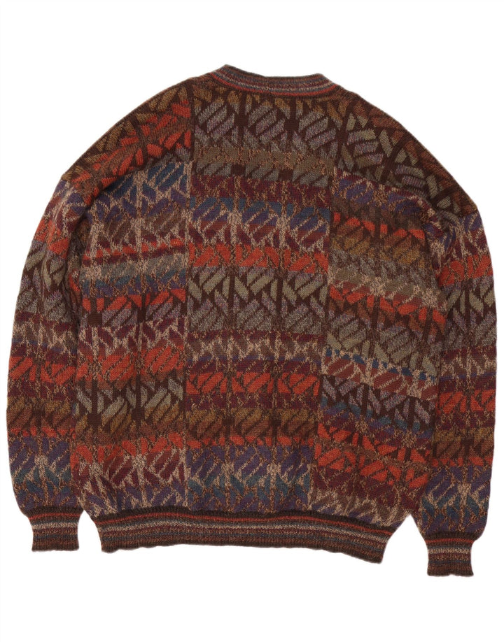 Intiwara Cárdigan para hombre suéter grande de lana de alpaca geométrico multicolor