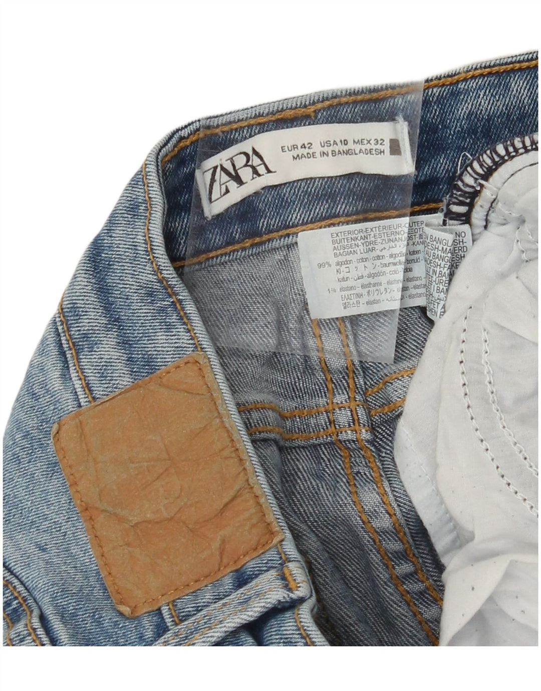 ZARA Vaqueros cortos de cintura alta para mujer EU 42 Large W32 L24 Algodón azul