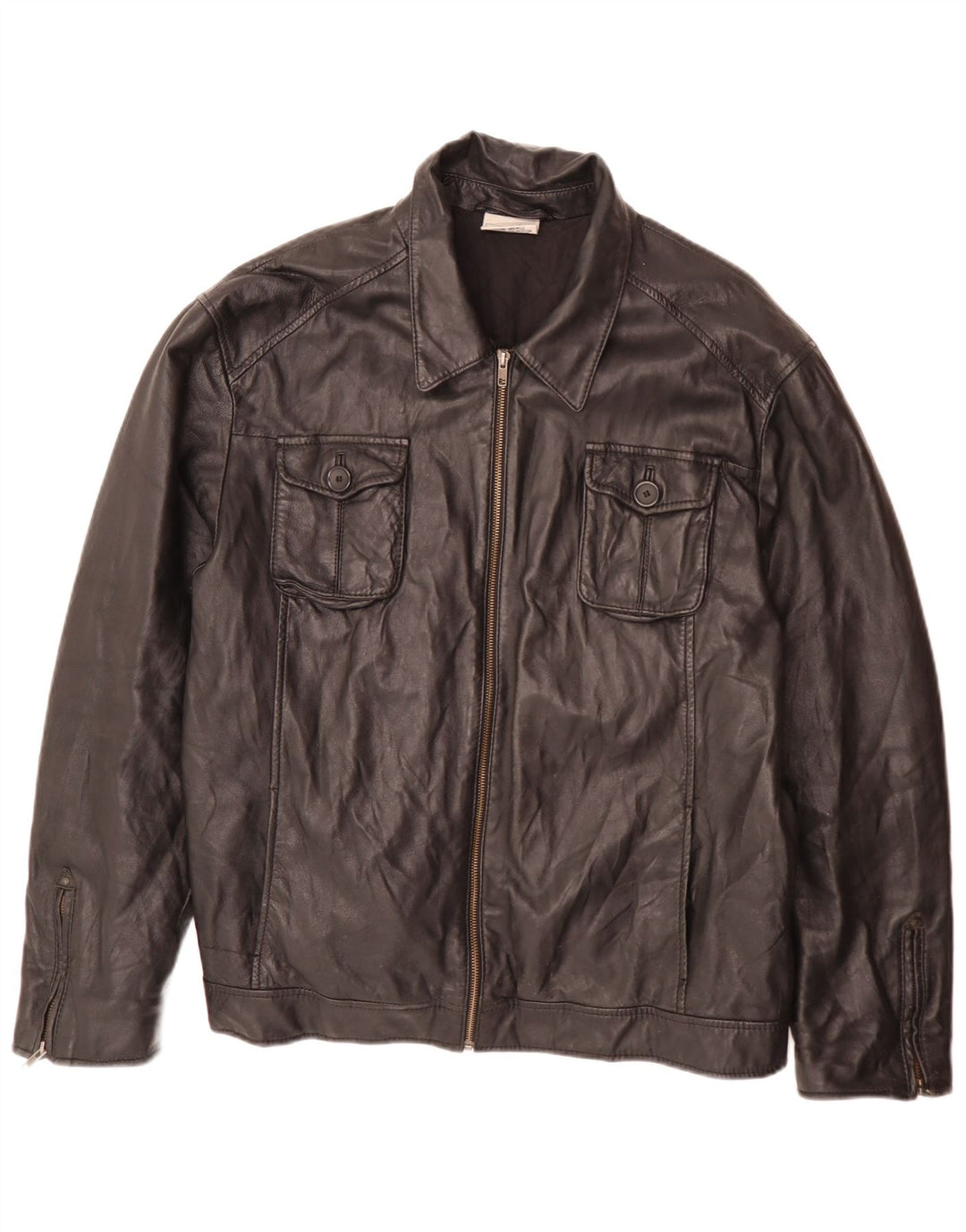In Extenso Chaqueta de cuero para hombre UK 44 2XL Negro