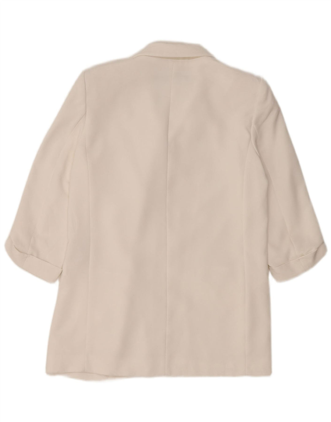 ZARA Chaqueta Blazer Abierta Manga 3/4 Mujer UK 44 Poliéster Blanco Mediano