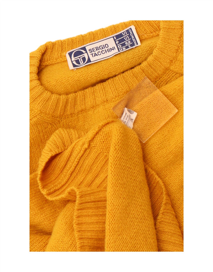 SERGIO TACCHINI Jersey de cuello redondo para mujer UK 40 Grande Amarillo