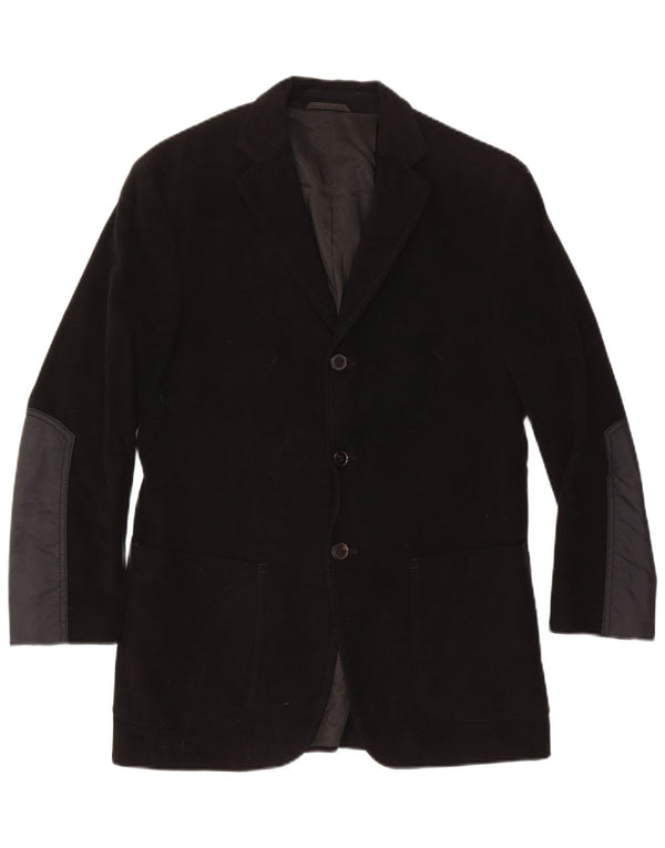 Hugo Boss Chaqueta tipo blazer de 3 botones para hombre IT 46 Small Black Colourblock Cotton