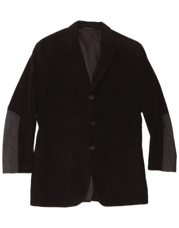 Hugo Boss Chaqueta tipo blazer de 3 botones para hombre IT 46 Small Black Colourblock Cotton