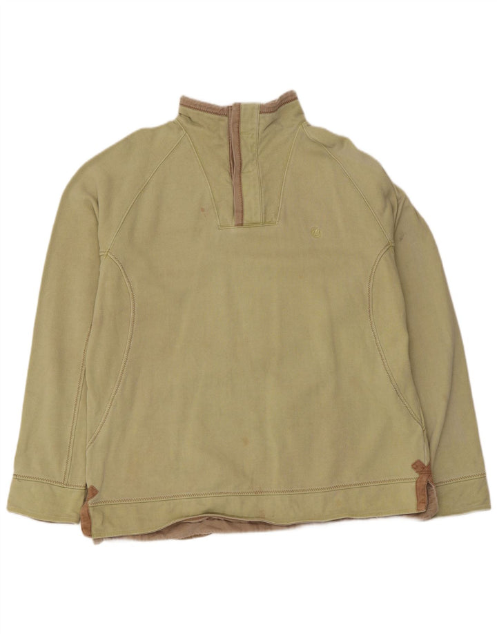 Sudadera con cuello y botones para hombre de Fat Face, jersey grande de algodón verde