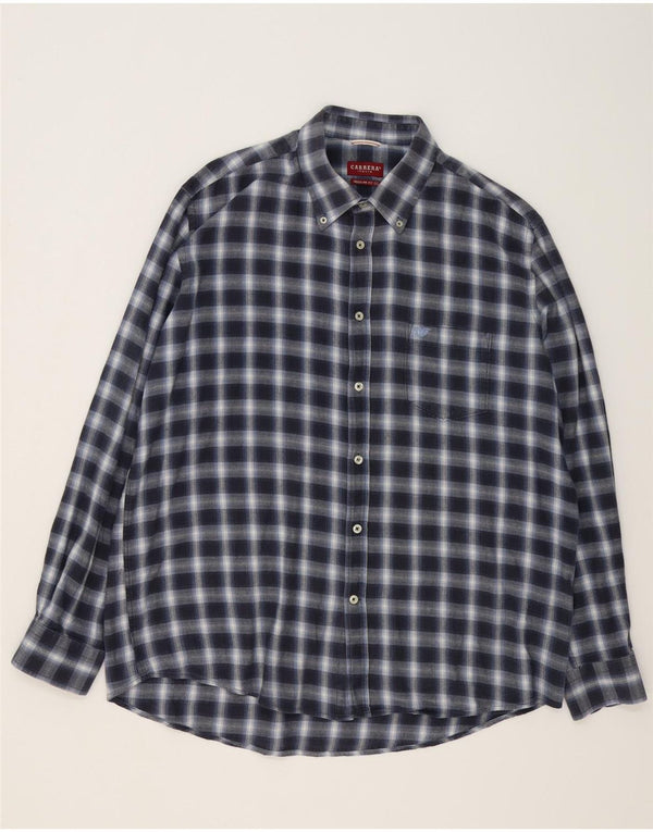 CARRERA Camisa de franela de ajuste regular para hombre 2XL Azul marino a cuadros