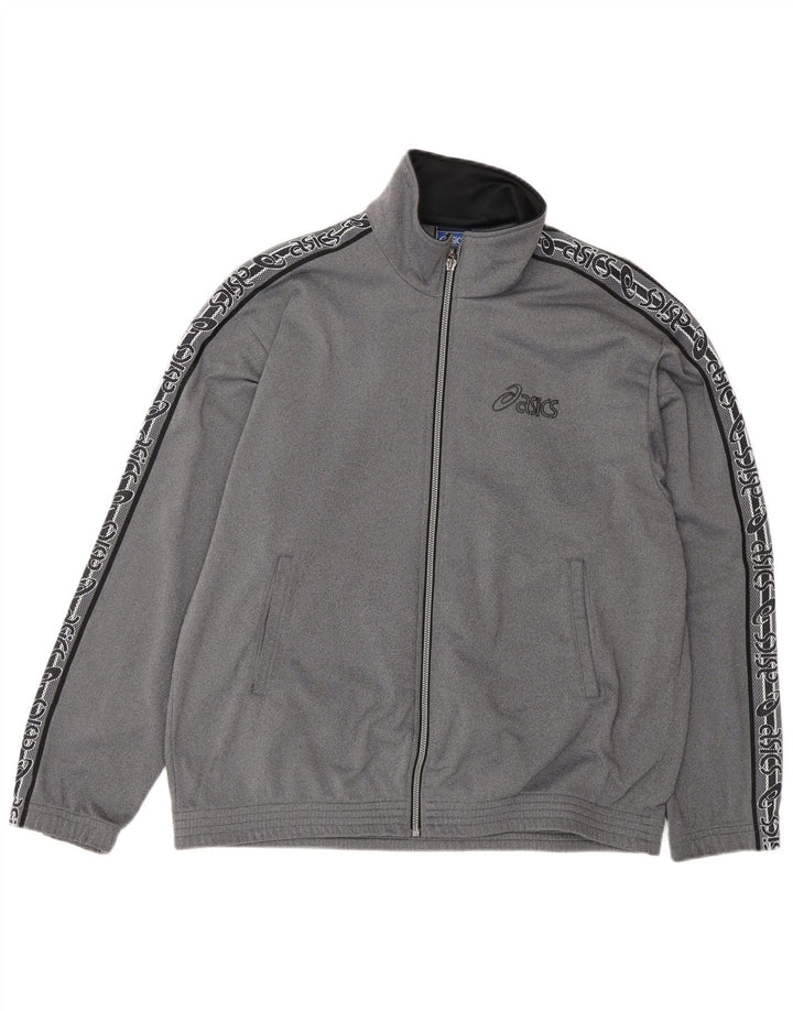 Asics Hombre Graphic Chándal Top Chaqueta Gris Medio