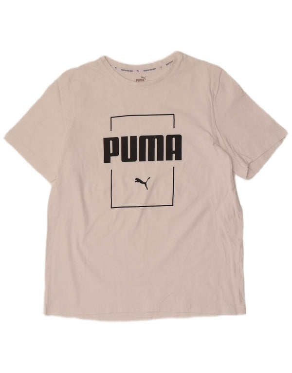 Puma Mujer Camiseta Gráfica Top UK 40 Grande Blanco Algodón Deportes