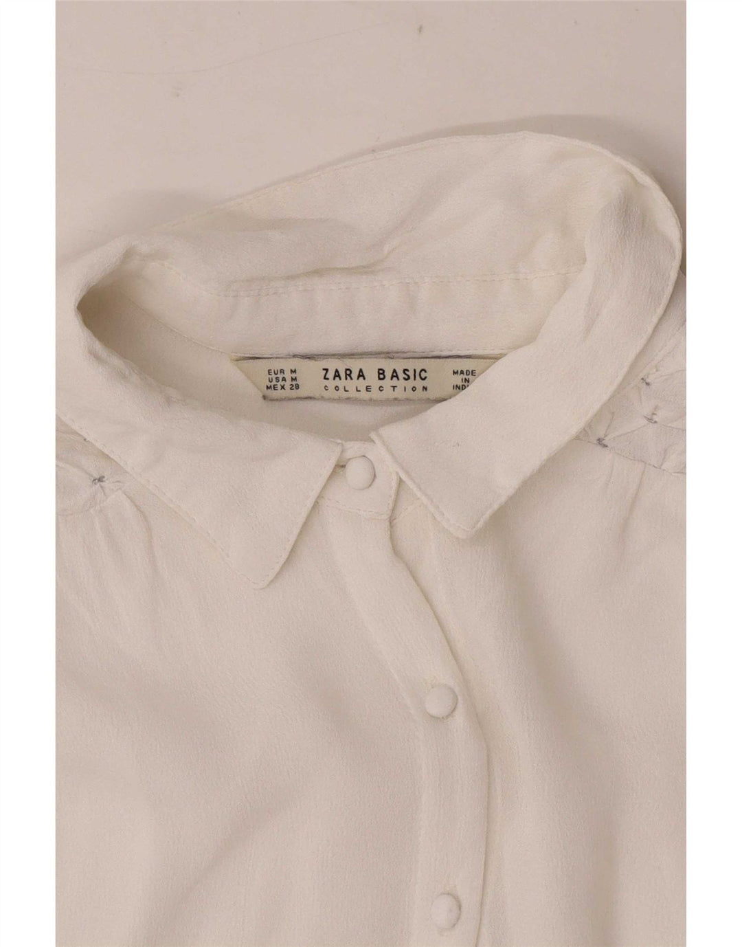 Zara Mujer Camisa Regular Fit Manga Larga UK 40 Medium Blanco