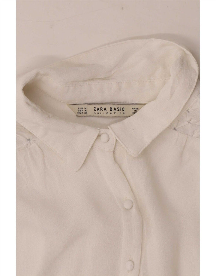 Zara Mujer Camisa Regular Fit Manga Larga UK 40 Medium Blanco