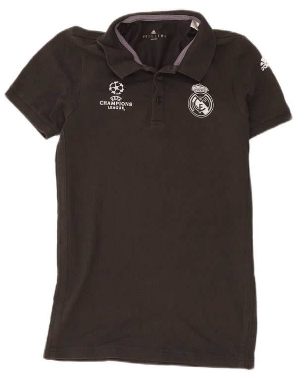 Adidas Mens Real Madrid Graphic Polo Shirt Pequeño Gris Algodón