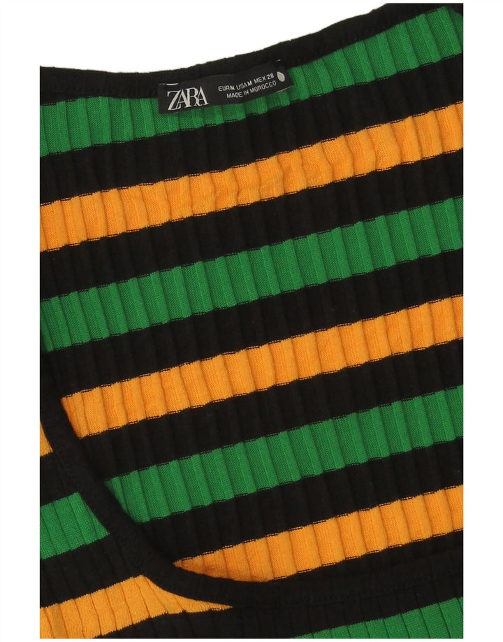 Zara Mujer Crop Top UK 40 Mediano Rayas Multicolor