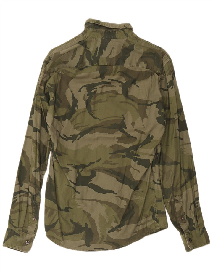 Camisa Wrangler Hombre Small Khaki Camuflaje Algodón