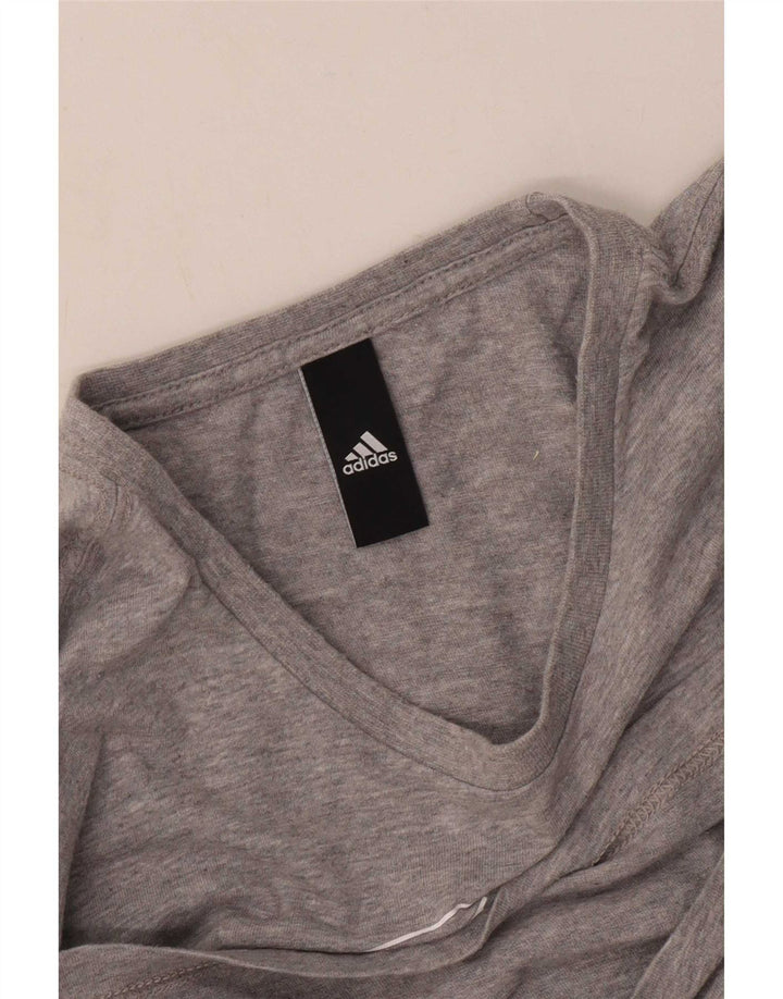 Adidas Hombre Camiseta Gráfica Top Pequeño Gris Moteado