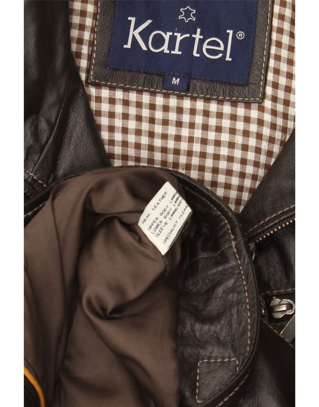 KARTEL Chaqueta de cuero para hombre UK 38 Cuero marrón medio