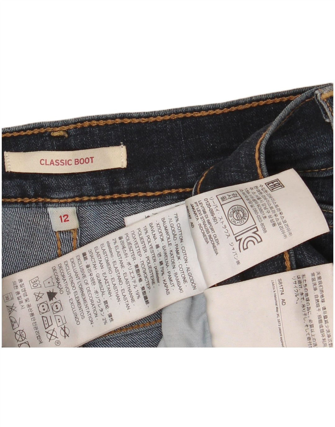 LEVI'S Jeans clásicos con corte de bota para mujer US 12 Large W31 L30 Algodón azul