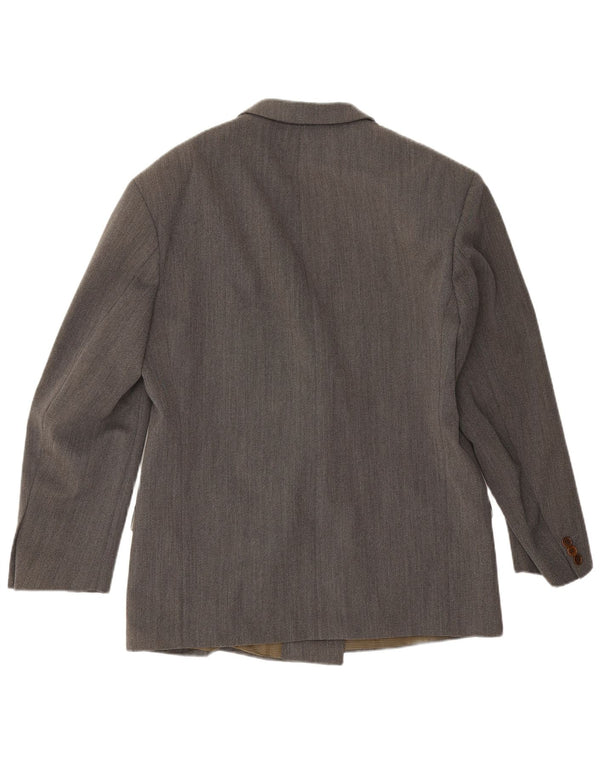 Vintage hombres doble pecho chaqueta blazer IT 50 lana gris grande