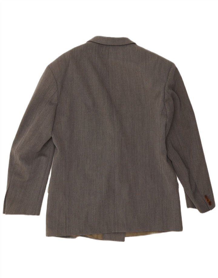 Vintage hombres doble pecho chaqueta blazer IT 50 lana gris grande