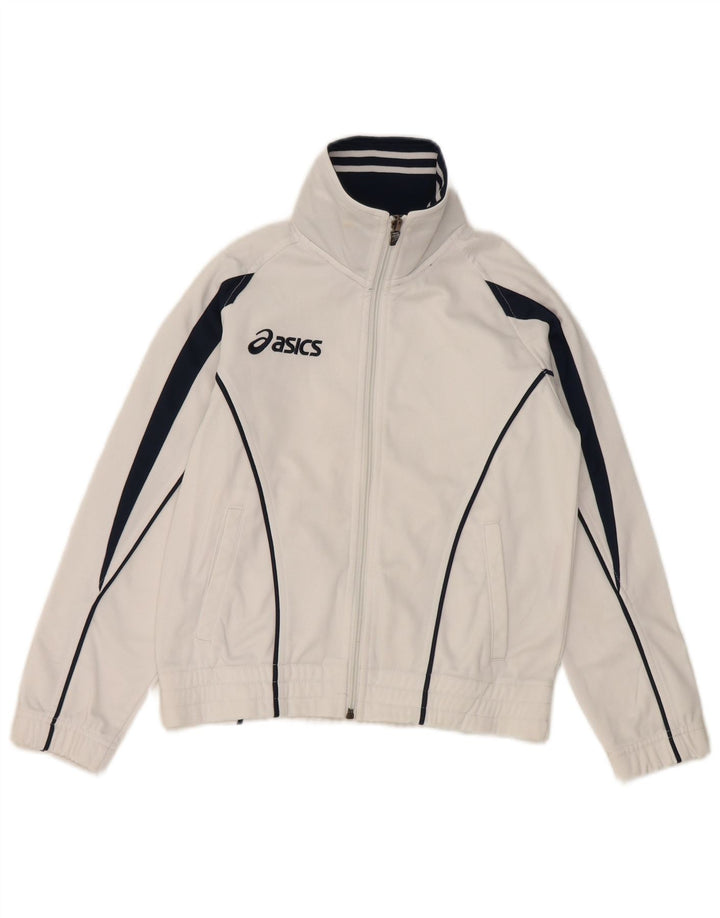 Asics - Chaqueta de chándal gráfica para niños, 7-8 años, color blanco