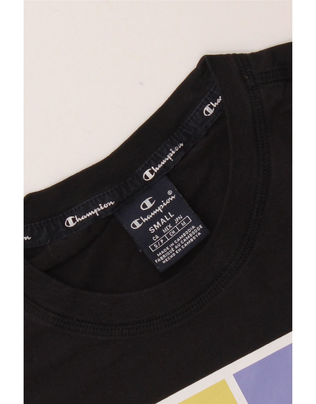 Champion Camiseta Gráfica para Hombre Top Pequeño Negro
