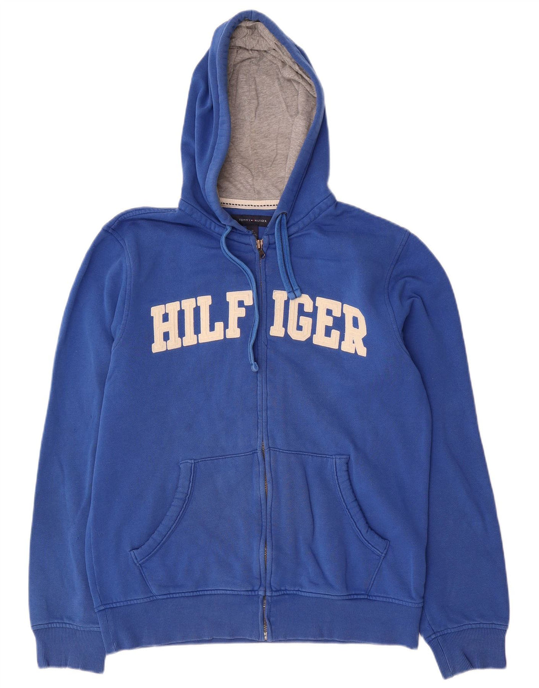 Tommy Hilfiger Sudadera con capucha y cremallera gráfica para hombre Azul medio Colorblock