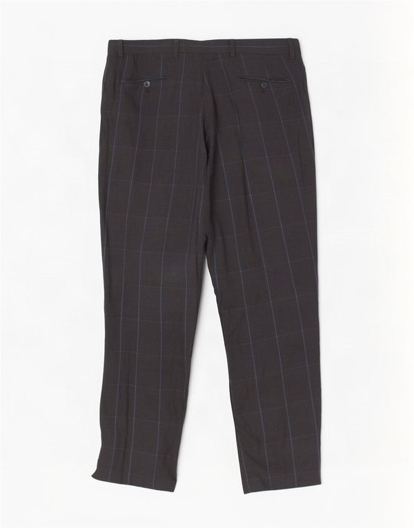 Emanuel Ungaro Pantalones de traje con pinzas para mujer W32 L28 Azul marino a rayas