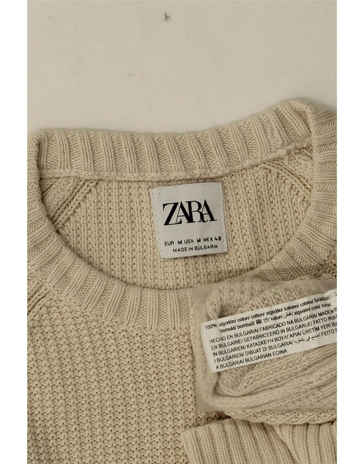 Zara Hombre Jersey Cuello Redondo Jersey Algodón Beige Medio