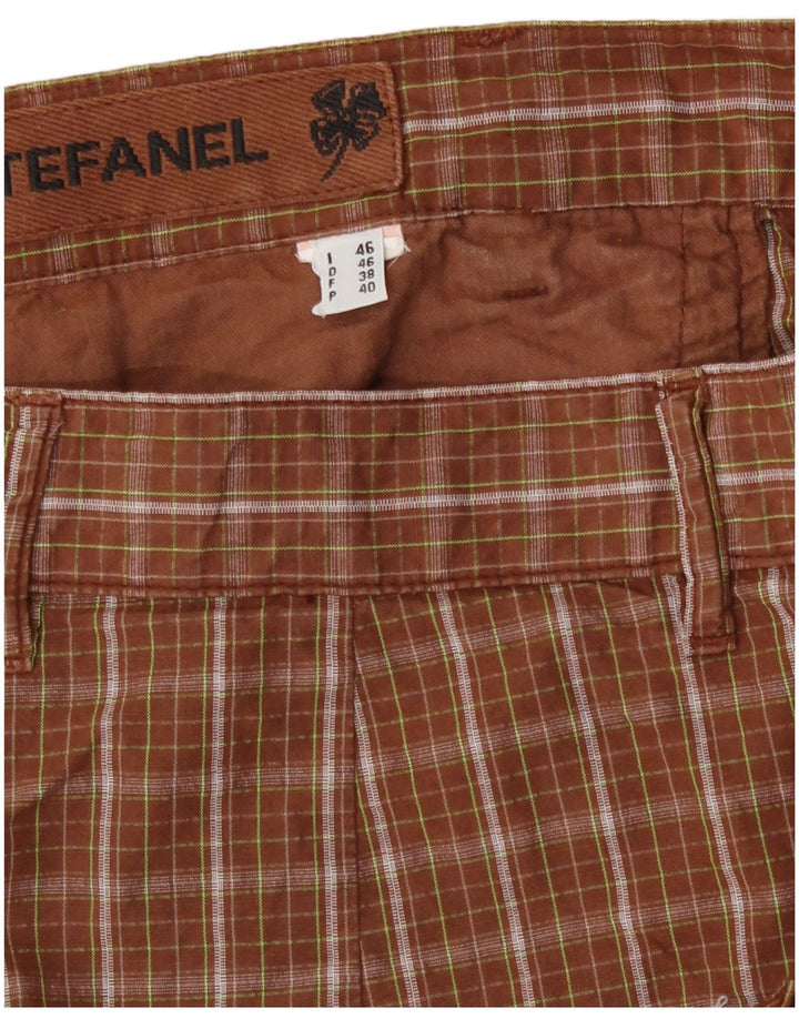 Stefanel Pantalones cortos cargo para hombre IT 46 Small W30 Brown Check