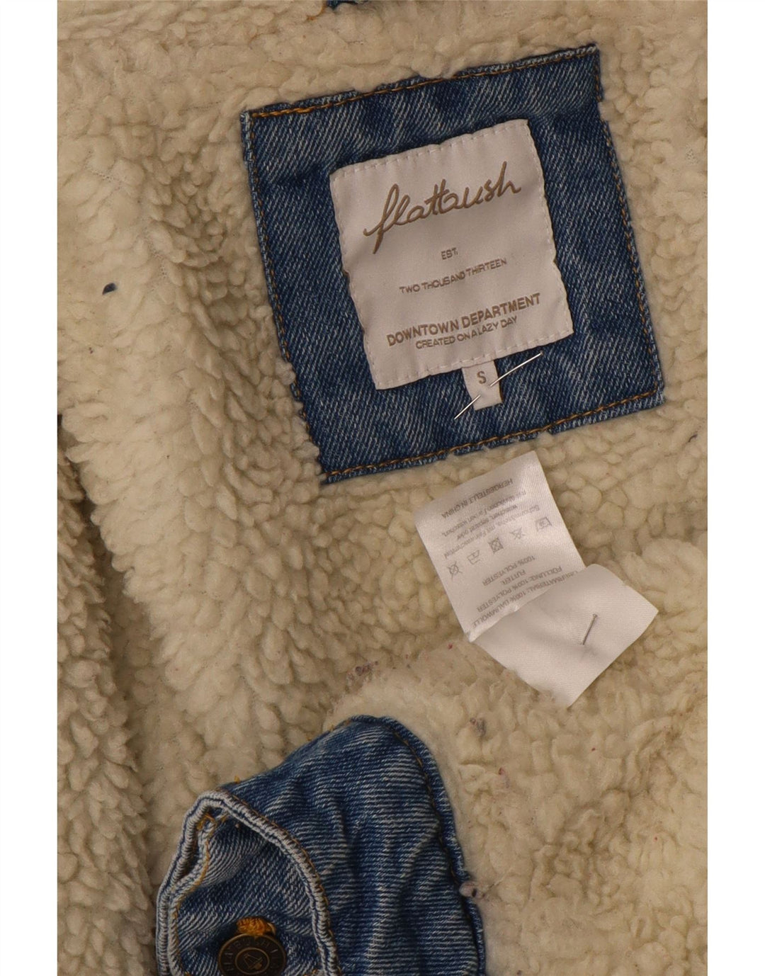 Flatbush Chaqueta Vaquera Sherpa Extragrande para Mujer UK 10 Small Poliéster Azul