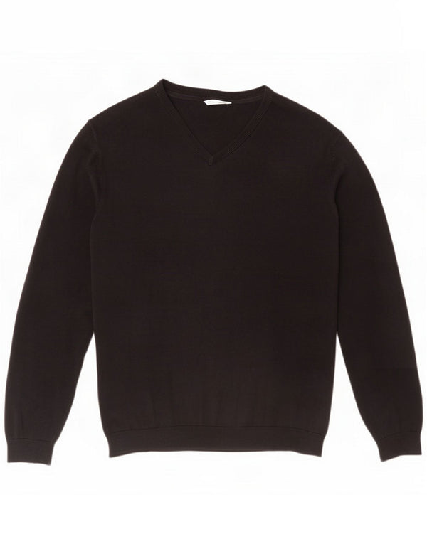 Marks & Spencer Suéter con cuello en V para niños 15-16 años XL Algodón negro