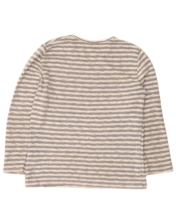 Zara Boys Top Gráfico Manga Larga 9-10 Años Algodón Rayas Gris