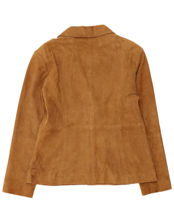 Helium Chaqueta Blazer de Ante con 4 Botones para Mujer UK 46 Grande Cuero marrón