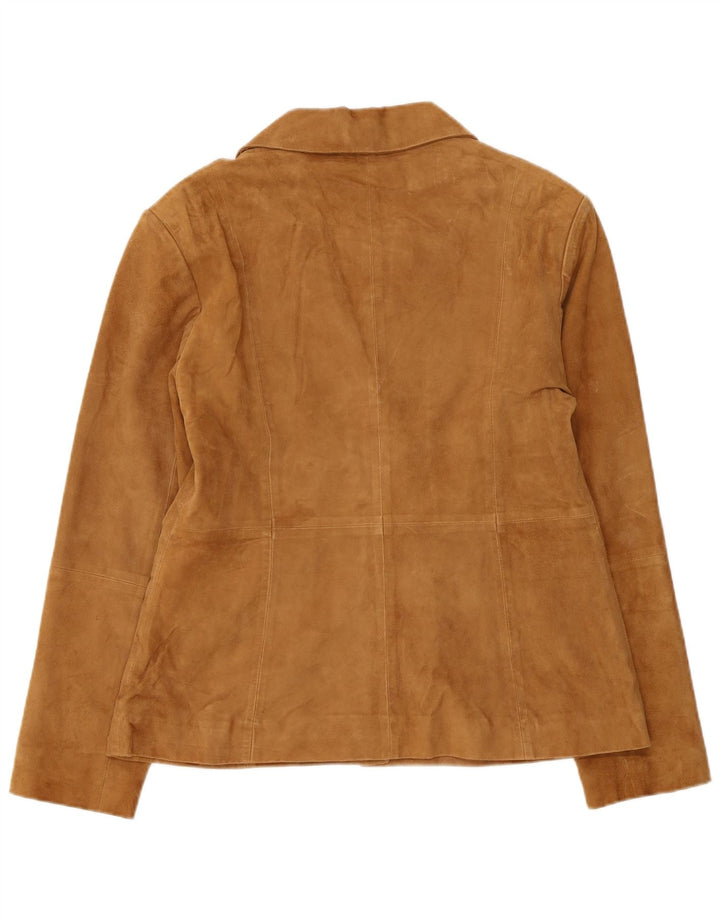 Helium Chaqueta Blazer de Ante con 4 Botones para Mujer UK 46 Grande Cuero marrón