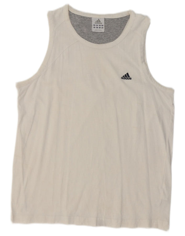 Adidas Hombre Chaleco Top Medio Blanco Algodón